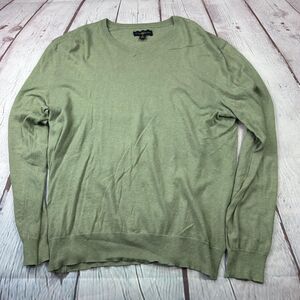 Club Room Sweater Mens Medium Sage Green V Neck Cotton Cashmere Blend Pullover